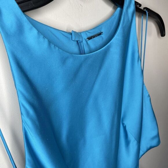 ALEXIS Lune Gown Womens Large L Blue Sleeveless Cutout A-Line Maxi Satin - Picture 6 of 14